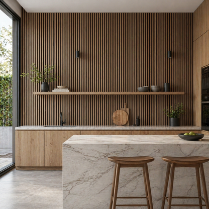Panneau acoustique à lattes en bois – 270 × 110 cm
