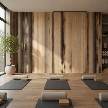 Panneau acoustique à lattes en bois – 270 × 110 cm
